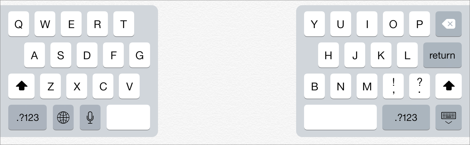 ⑦ 	You can split the iPad’s keyboard, making it easier to type with your thumbs.