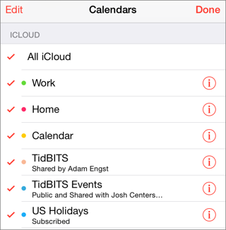 ⑤ 	iCloud Calendars lets you sync calendars across devices and share calendars with other iCloud users.