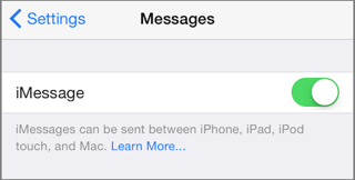 ② 	If you can’t get iMessage to work, make sure it’s enabled in Settings > Messages.