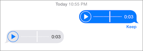 ⑤ 	To listen to a voice message, tap the triangular Play button.