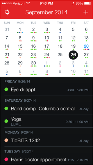 ④ 	If you live and die by your calendar, Fantastical is unbeatable.