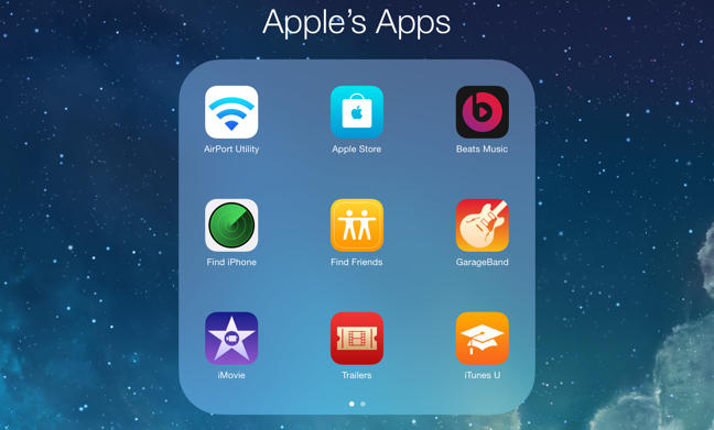 ① 	Apple offers a number of free, useful apps. (The Beats Music app is free, but the service requires a subscription fee.)