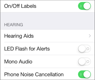 ④ 	On/Off labels make it more obvious if a setting is enabled or disabled.