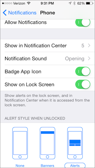 ② 	In Settings > Notifications, you can set preferences for each app, including sounds, alert styles, and more.