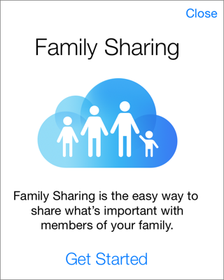 ② 	Tap Get Started to, well, get started with setting up your family group.