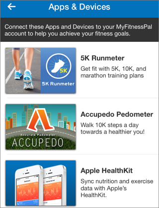 ③ 	To integrate an app with Apple’s Health app, you’ll need to hunt around in the app’s settings. In MyFitness Tracker, I found the connection at More > Apps & Devices > Apple HealthKit.