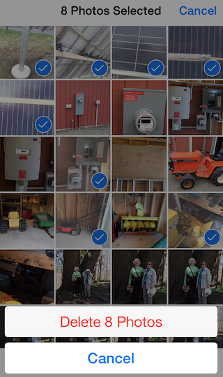 ④ 	You can delete multiple selected items at once. In this case, I’d tap Delete 8 Photos to delete all eight selected images.