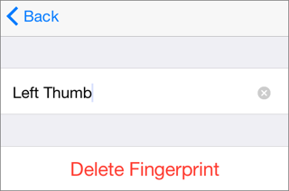 ④ 	To name or delete a fingerprint, tap its entry in Settings > Touch ID & Passcode.