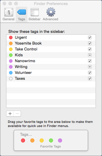 ② 	Go to Finder > Preferences > Tags to set up your tags or change them later.