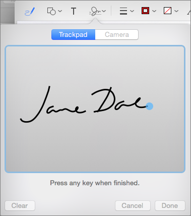 ⑤ 	To add your signature to Mail, use your finger to draw it on a trackpad.