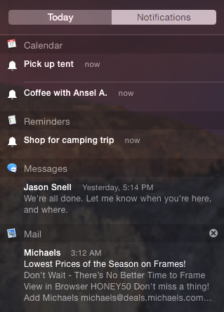 ⑤ 	The Notifications view keeps track of all notifications you haven’t taken action on yet.