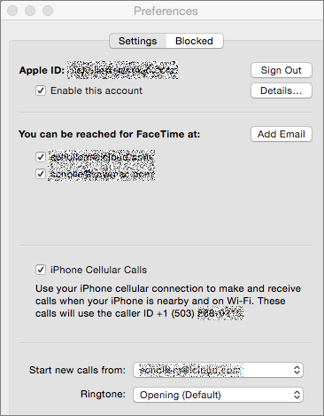 ② 	Make sure the iPhone Cellular Calls box is checked in your Mac’s FaceTime preferences.