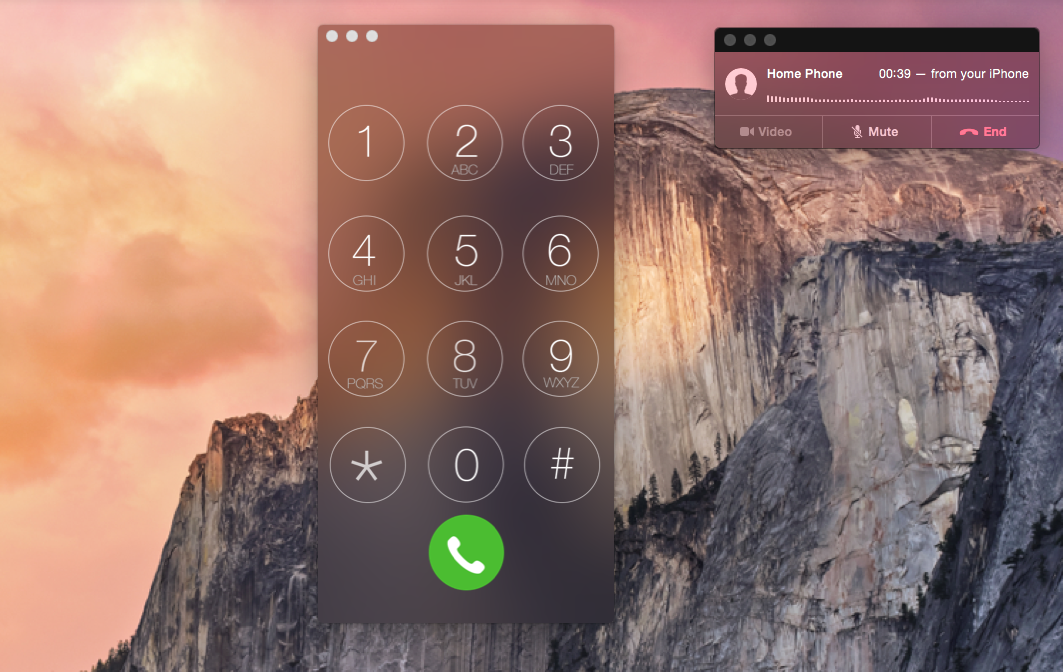 ① 	Yosemite lets you make and receive calls on your Mac via your iPhone. Add an onscreen dial pad, like this free one from Eytan Schulman and Harrison Weinerman, to make calling even easier.