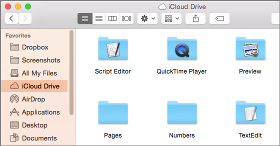 ⑦ 	Click iCloud Drive in the Finder sidebar to browse files and folders stored there.