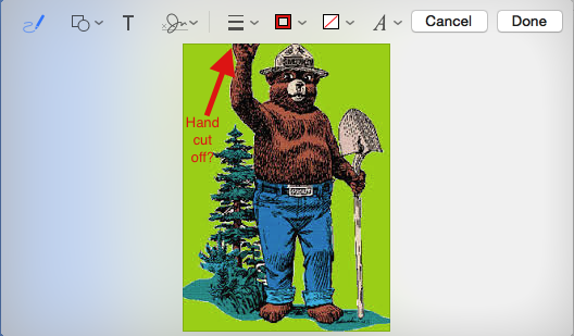 ② 	Mail’s new Markup feature lets you annotate images and PDFs without opening these attachments in another program.