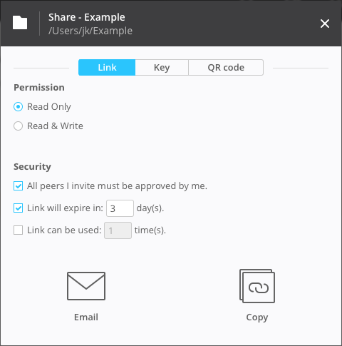 **③** To share a folder with others using BitTorrent Sync, follow the instructions in this dialog.