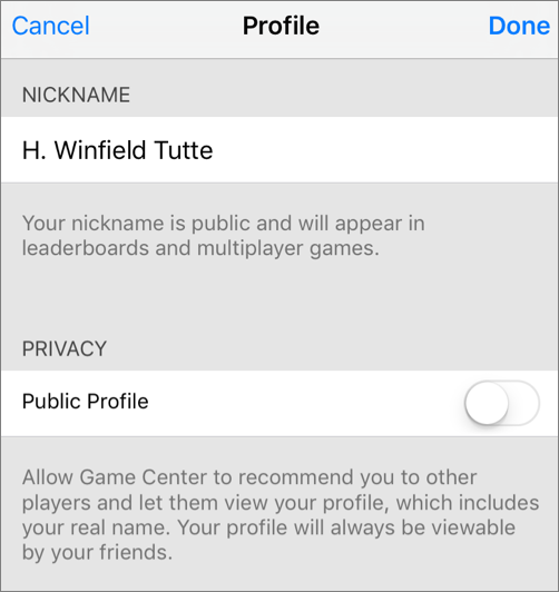 **③** Modify profile settings on this iOS screen.