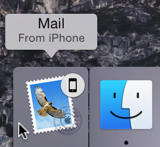 **①** This icon on the left edge of your Dock indicates a task that can be handed off from another device. Hover over the icon to see the app and device name in a tooltip.