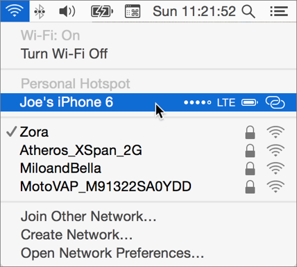 **③** Devices using Instant Hotspot appear, oddly, under Personal Hotspot.