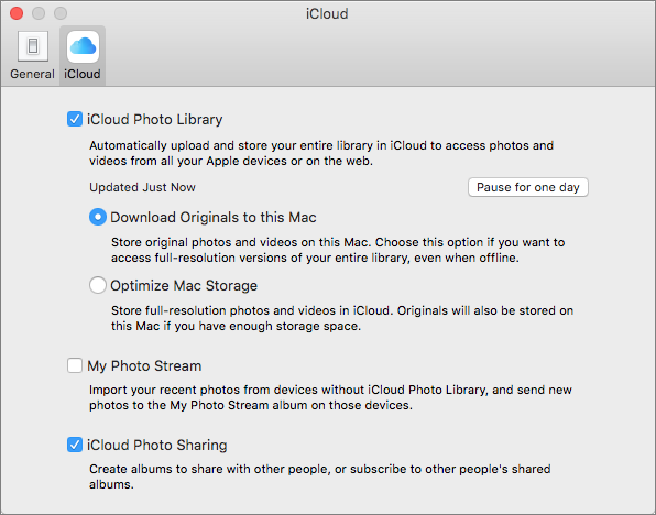 **①** Turn on iCloud Photo Library here.