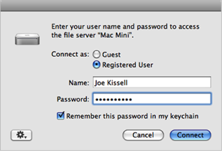 authentication dialog